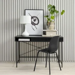 RINTO Bureau 1 tiroir 1 niche en bois et métal L120cm
