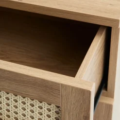 RINTO Commode 3 tiroirs en bois et métal L80cm