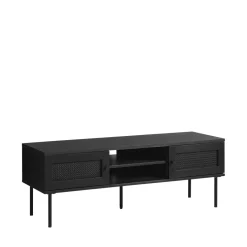 RINTO Meuble TV 2 portes 2 niches en bois et métal L120cm