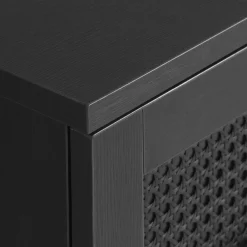 RINTO Meuble TV 2 portes 2 niches en bois et métal L120cm