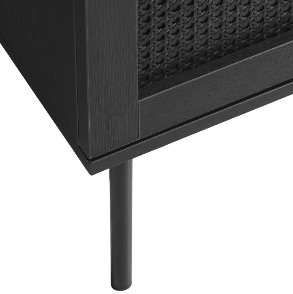 RINTO Meuble TV 2 portes 2 niches en bois et métal L120cm