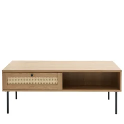 RINTO Table basse 2 tiroirs en bois et métal