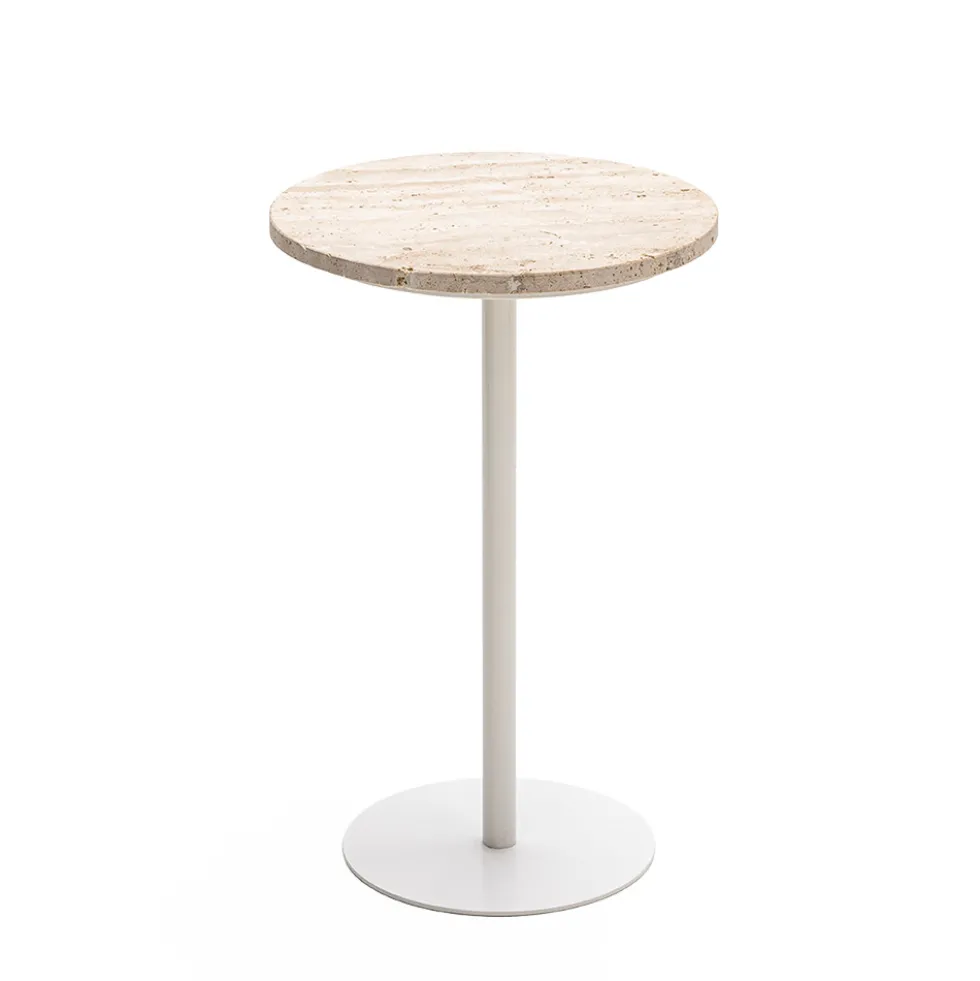 RITO Table d'appoint en métal et travertin ø35cm