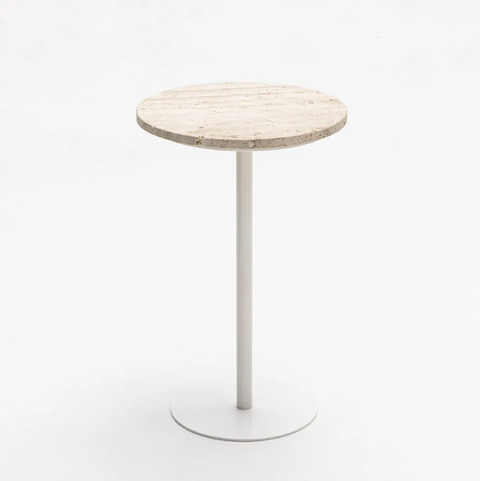 RITO Table d'appoint en métal et travertin ø35cm