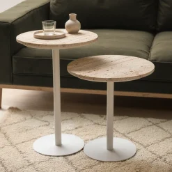 RITO Table d'appoint en métal et travertin ø40cm