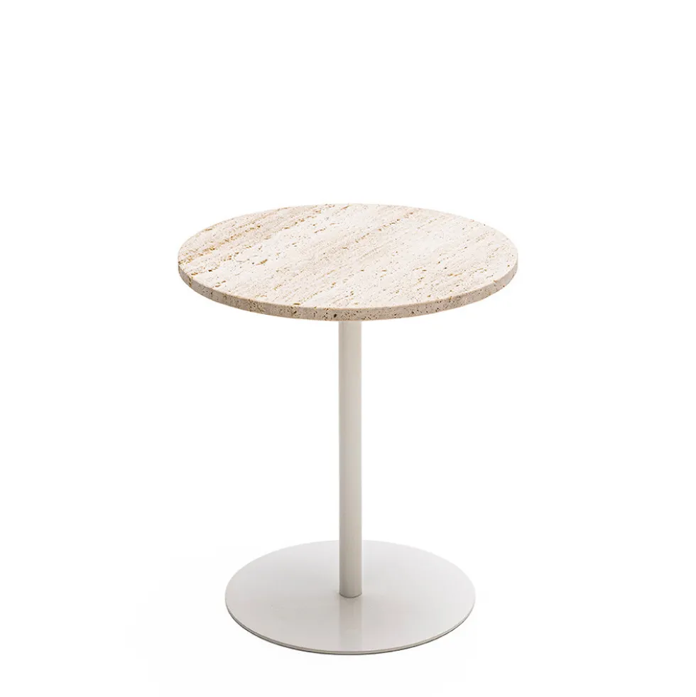 RITO Table d'appoint en métal et travertin ø40cm