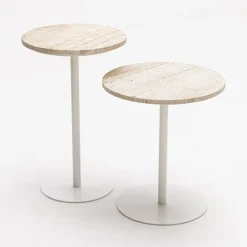 RITO Table d'appoint en métal et travertin ø40cm