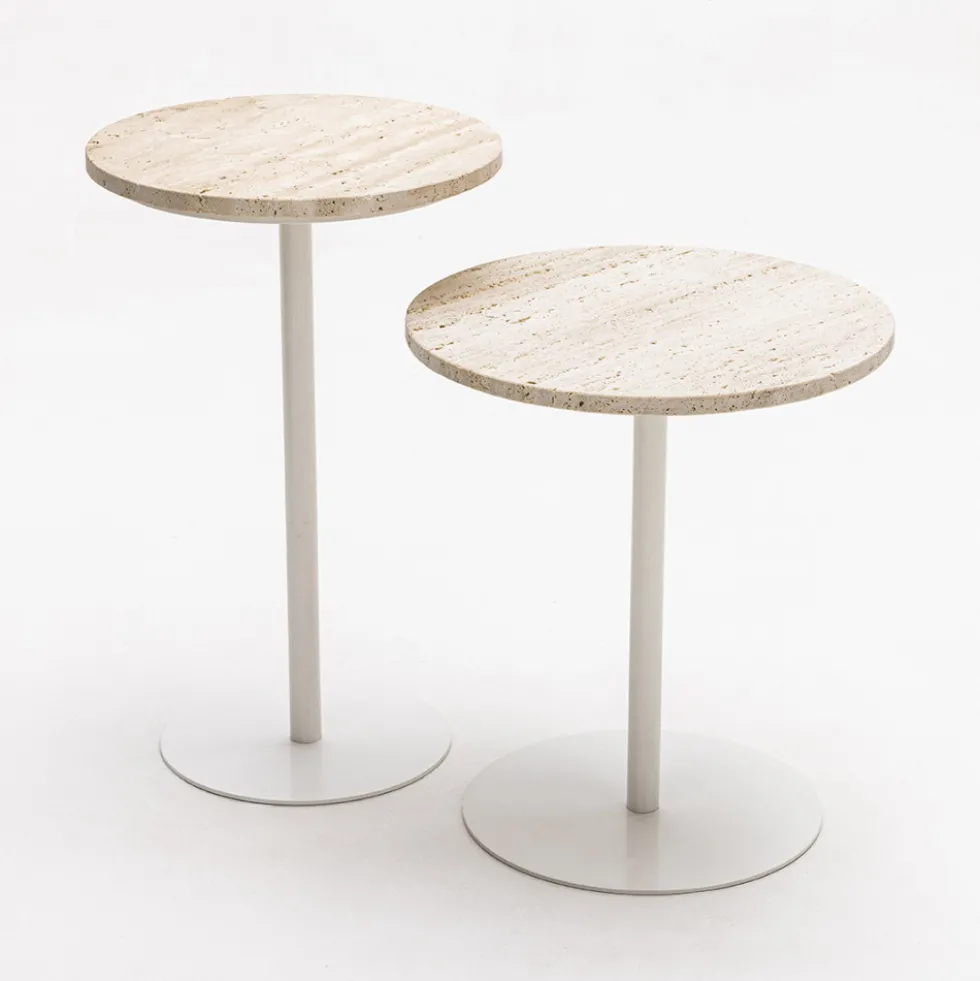 RITO Table d'appoint en métal et travertin ø40cm