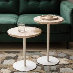RITO Table d'appoint en métal et travertin ø40cm