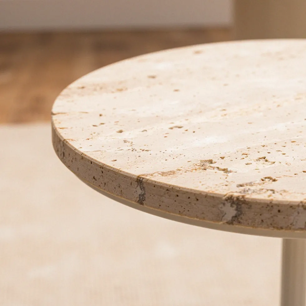 RITO Table d'appoint en métal et travertin ø40cm