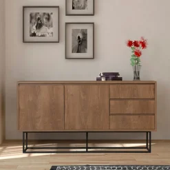 ROA Buffet 2 portes en bois et métal L140cm