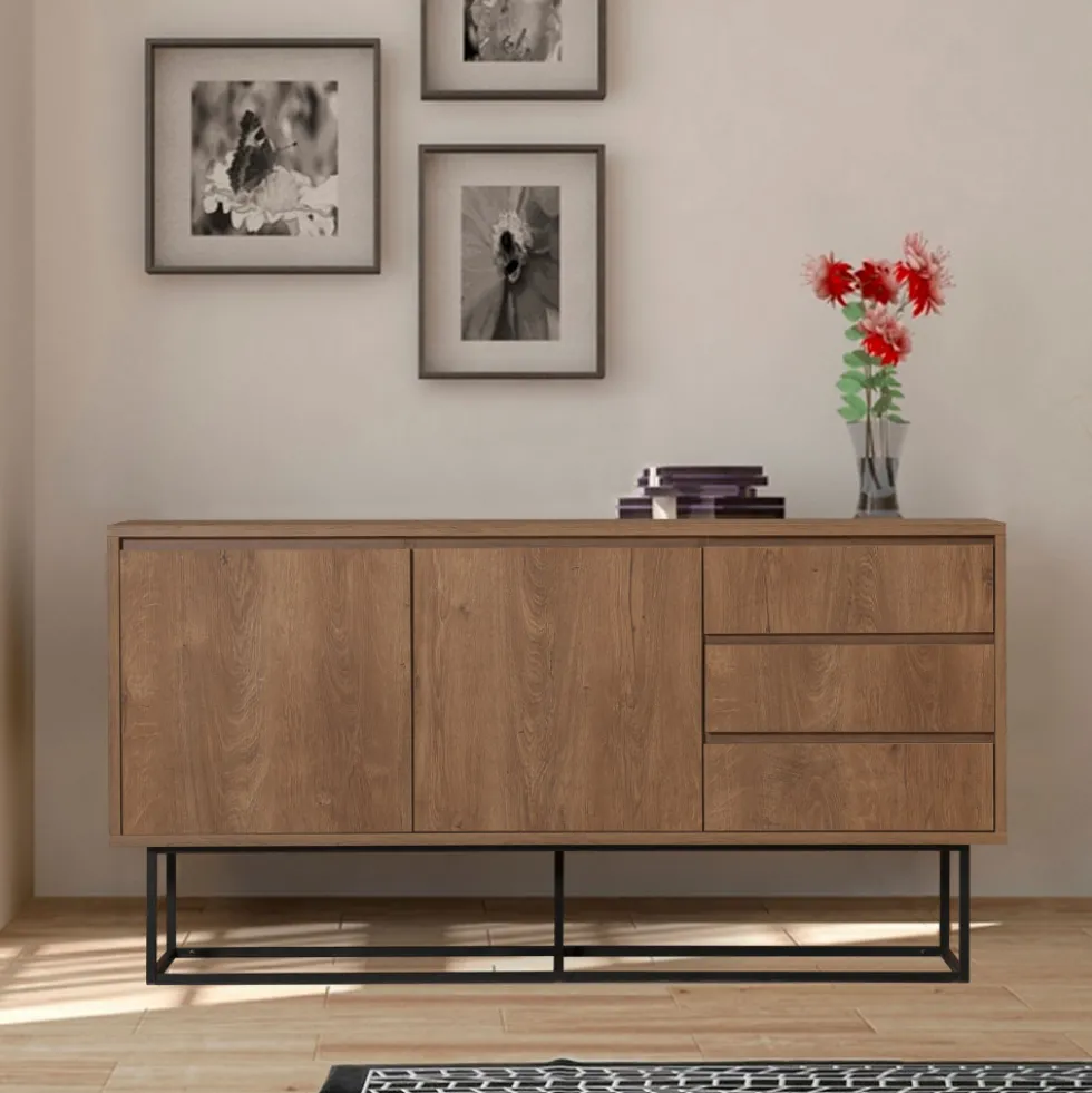 ROA Buffet 2 portes en bois et métal L140cm