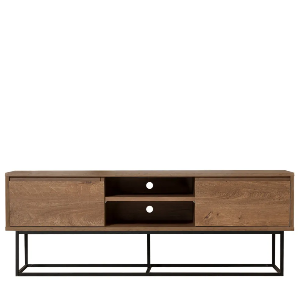 ROA Meuble TV 2 tiroirs en bois et métal L140cm