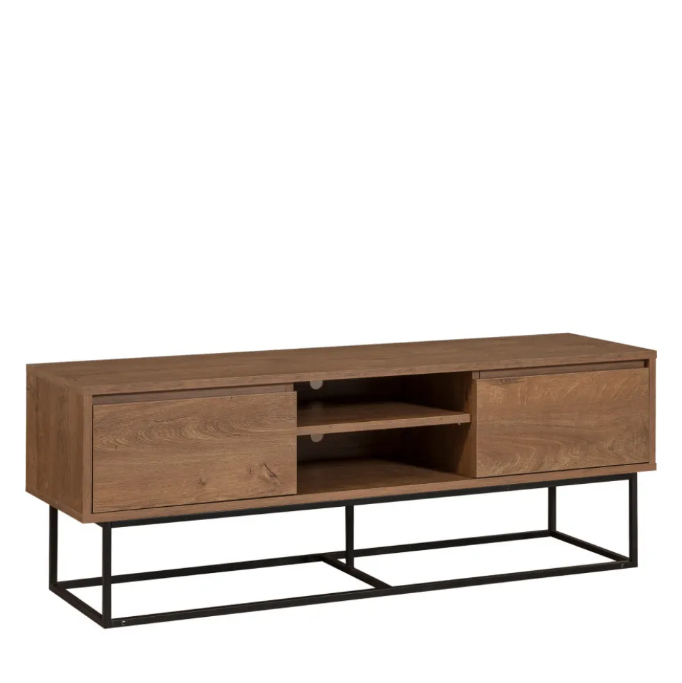 ROA Meuble TV 2 tiroirs en bois et métal L140cm