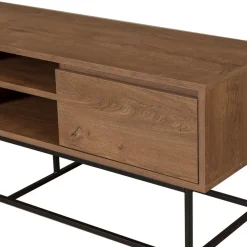 ROA Meuble TV 2 tiroirs en bois et métal L140cm