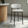 RODE Lot de 2 chaises de bar en tissu bouclette, bois et métal H65cm