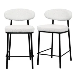 RODE Lot de 2 chaises de bar en tissu bouclette, bois et métal H65cm