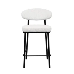 RODE Lot de 2 chaises de bar en tissu bouclette, bois et métal H65cm