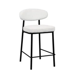 RODE Lot de 2 chaises de bar en tissu bouclette, bois et métal H65cm
