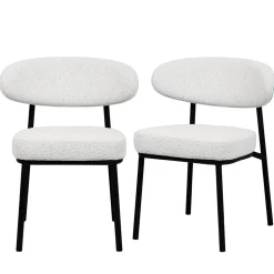 RODE Lot de 2 chaises en tissu bouclette, bois et métal