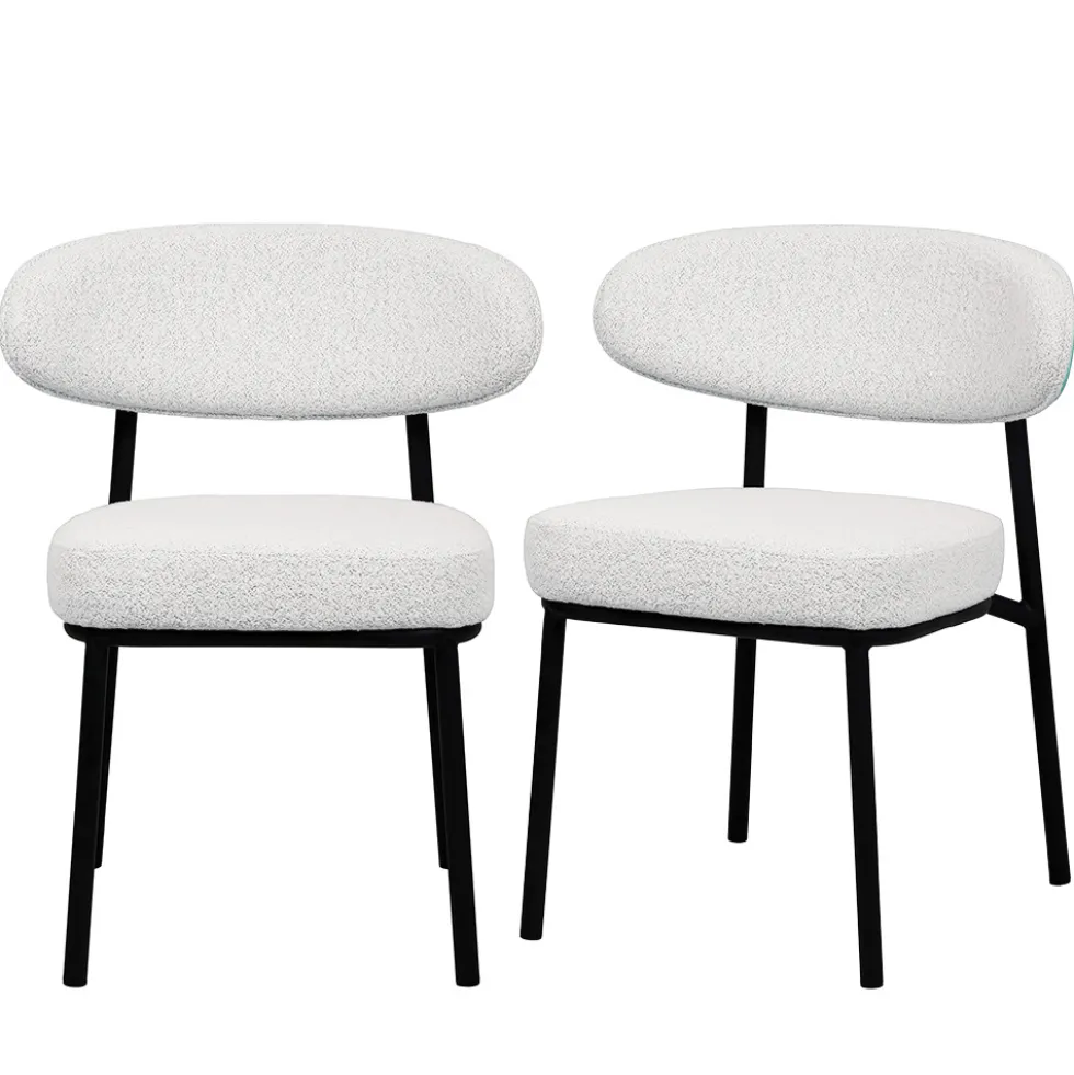 RODE Lot de 2 chaises en tissu bouclette, bois et métal
