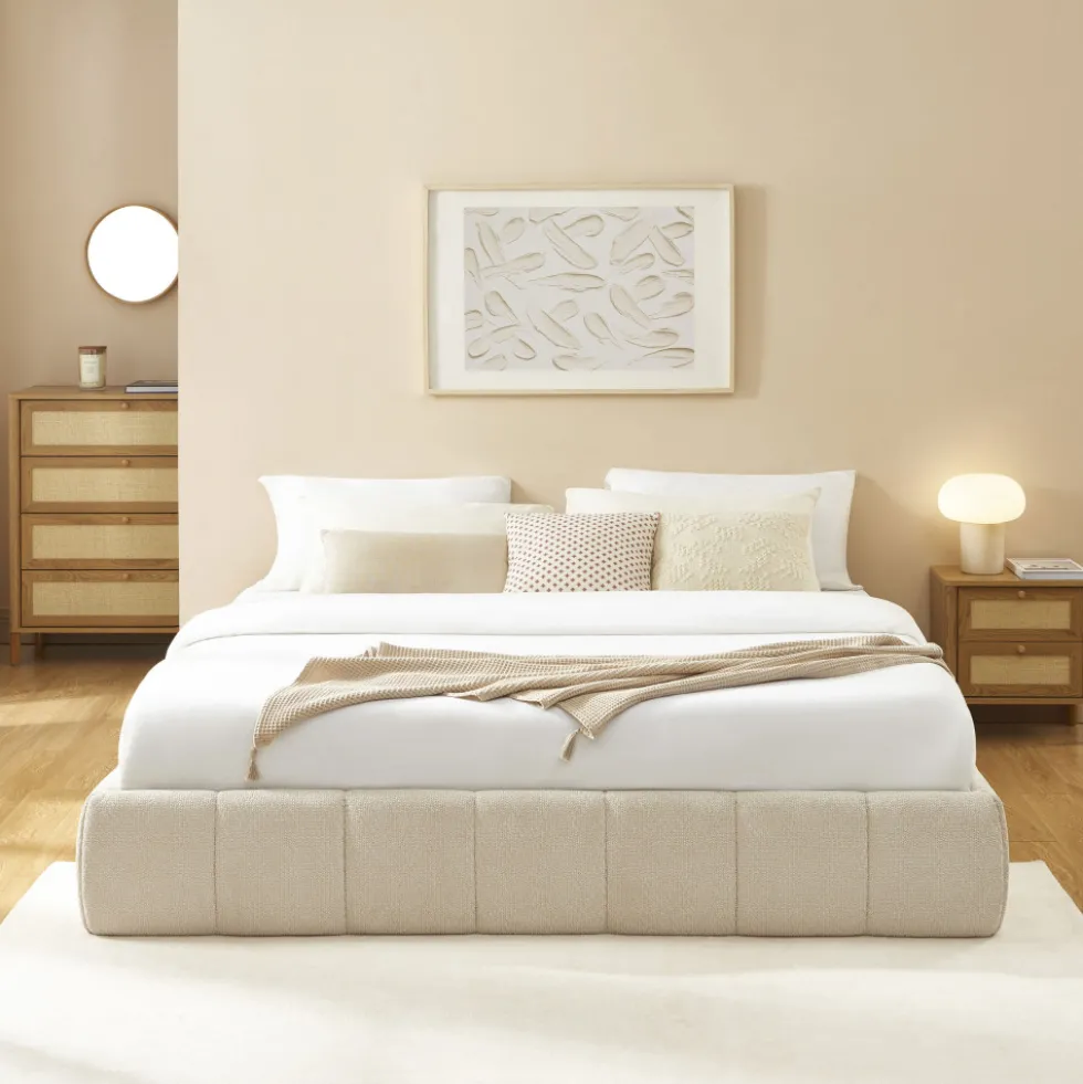 ROMEO Lit coffre en tissu chenille 180x200cm