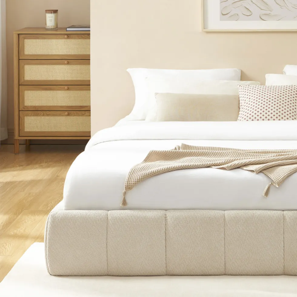 ROMEO Lit coffre en tissu chenille 180x200cm