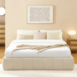 ROMEO Lit coffre en tissu chenille 160x200cm