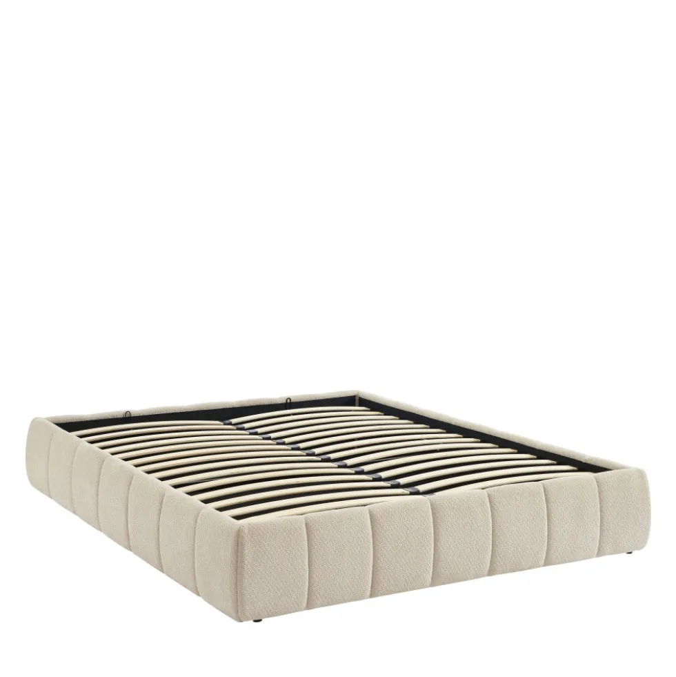 ROMEO Lit coffre en tissu chenille 160x200cm