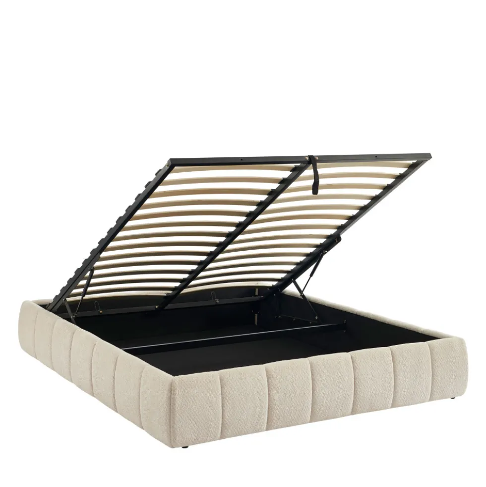 ROMEO Lit coffre en tissu chenille 160x200cm