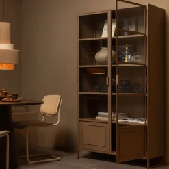 RONJA Vaisselier 2 portes en verre et métal H189cm