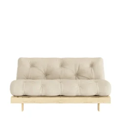 ROOTS Canapé convertible 160x200cm en bois naturel et tissu