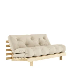 ROOTS Canapé convertible 160x200cm en bois naturel et tissu