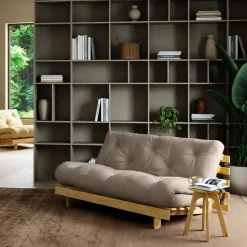ROOTS Canapé convertible 160x200cm en bois naturel et tissu