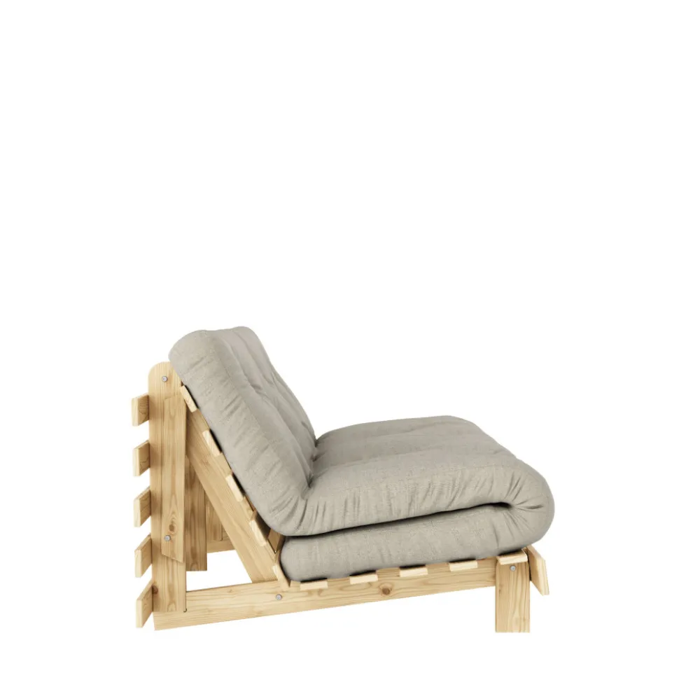 ROOTS Canapé convertible 160x200cm en bois naturel et tissu