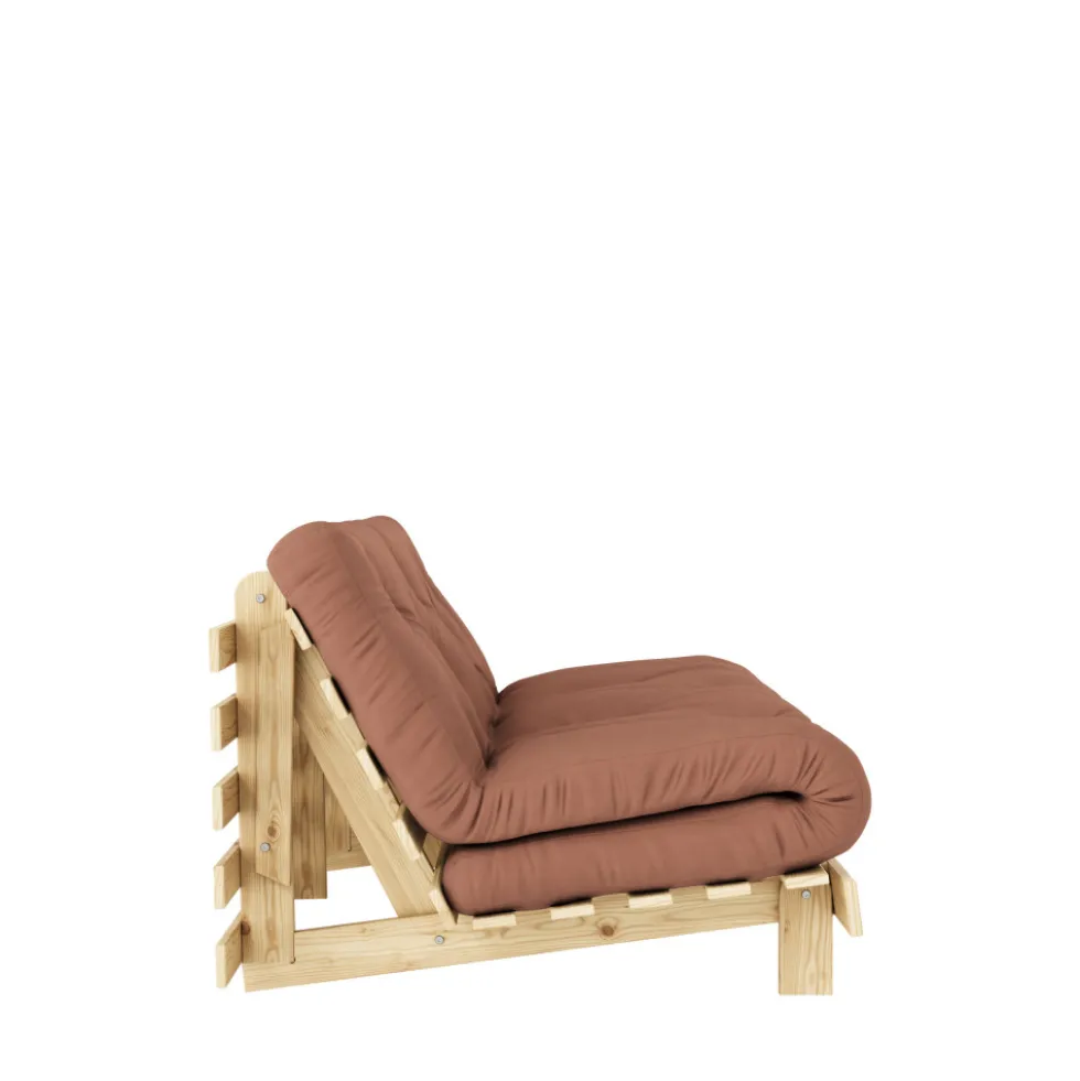 ROOTS Canapé convertible 160x200cm en bois naturel et tissu