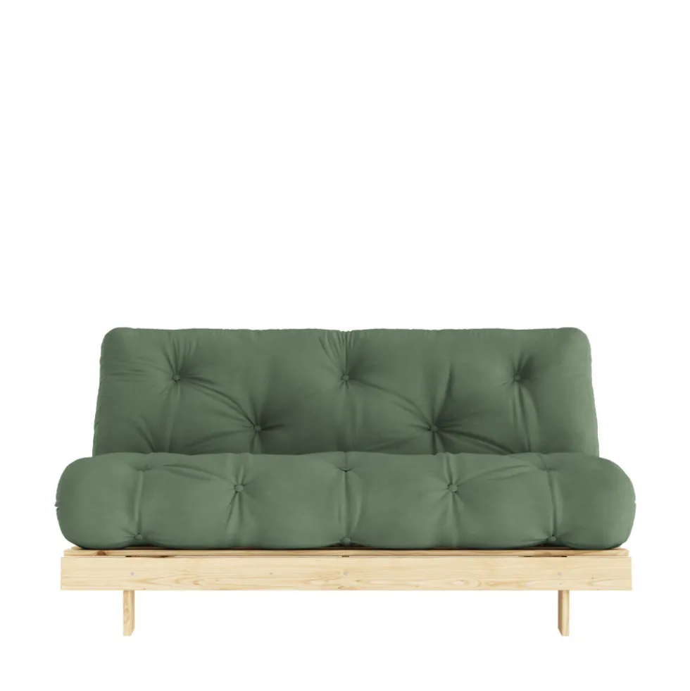 ROOTS Canapé convertible 160x200cm en bois naturel et tissu