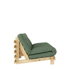 ROOTS Canapé convertible 160x200cm en bois naturel et tissu