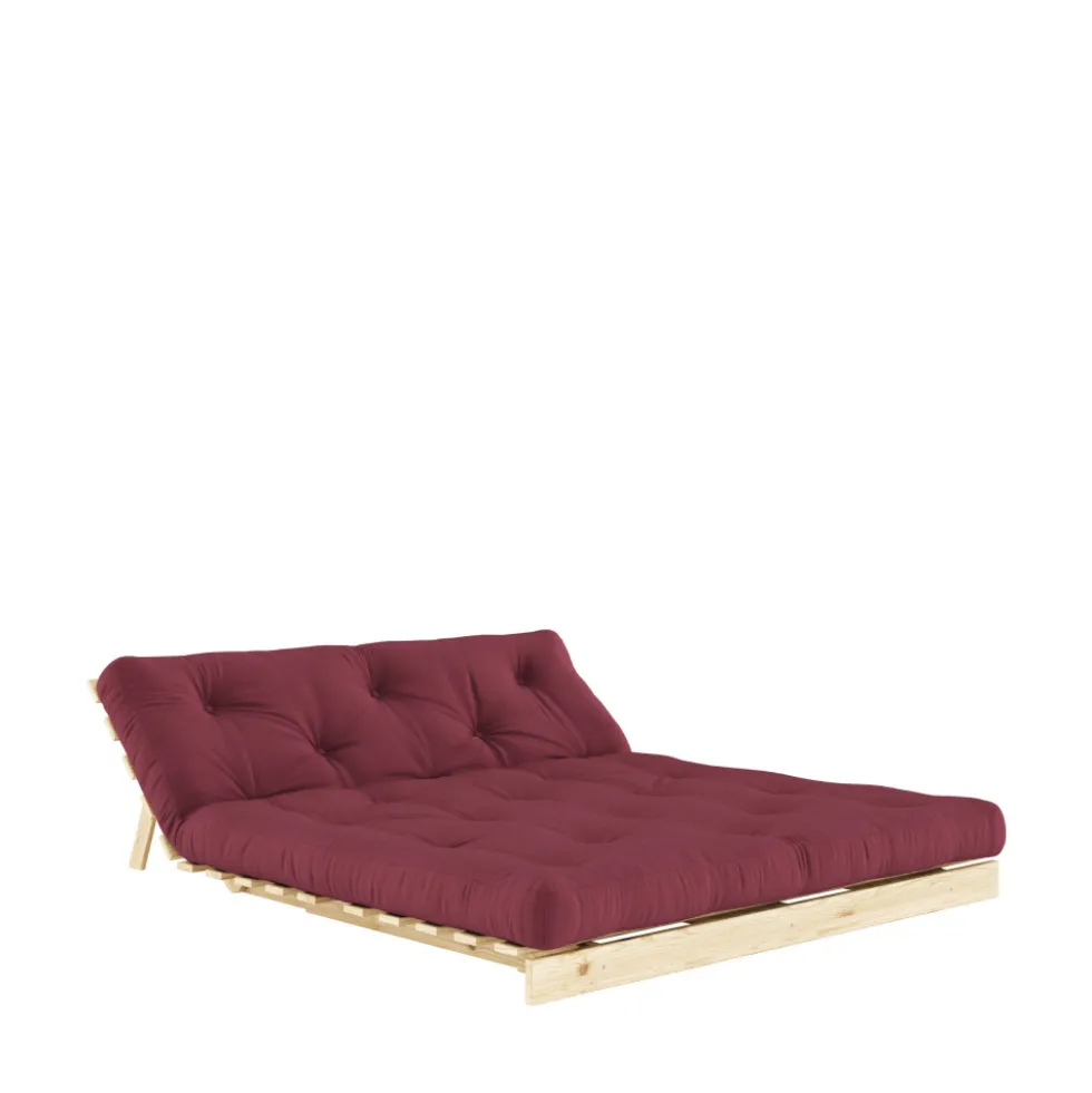 ROOTS Canapé convertible 160x200cm en bois naturel et tissu