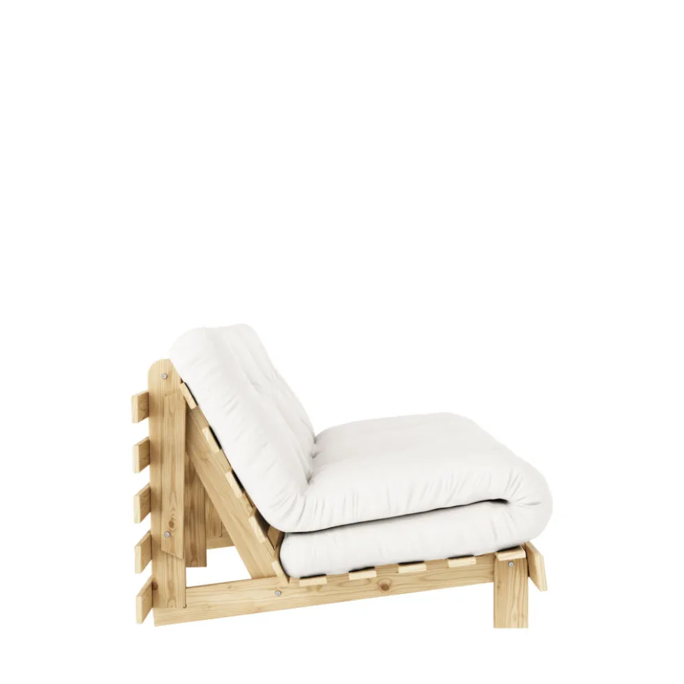 ROOTS Canapé convertible 160x200cm en bois naturel et tissu