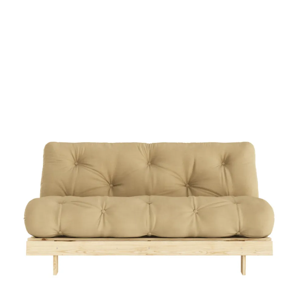 ROOTS Canapé convertible 160x200cm en bois naturel et tissu