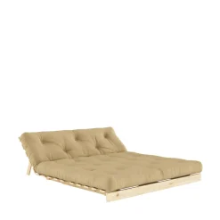 ROOTS Canapé convertible 160x200cm en bois naturel et tissu
