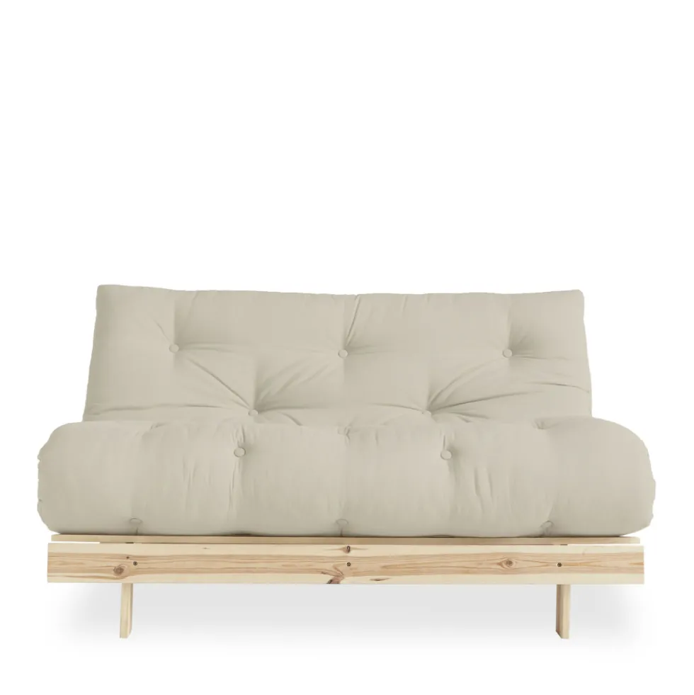 ROOTS Canapé convertible 140x200cm en bois naturel et tissu