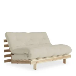 ROOTS Canapé convertible 140x200cm en bois naturel et tissu