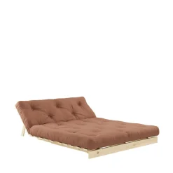 ROOTS Canapé convertible 140x200cm en bois naturel et tissu