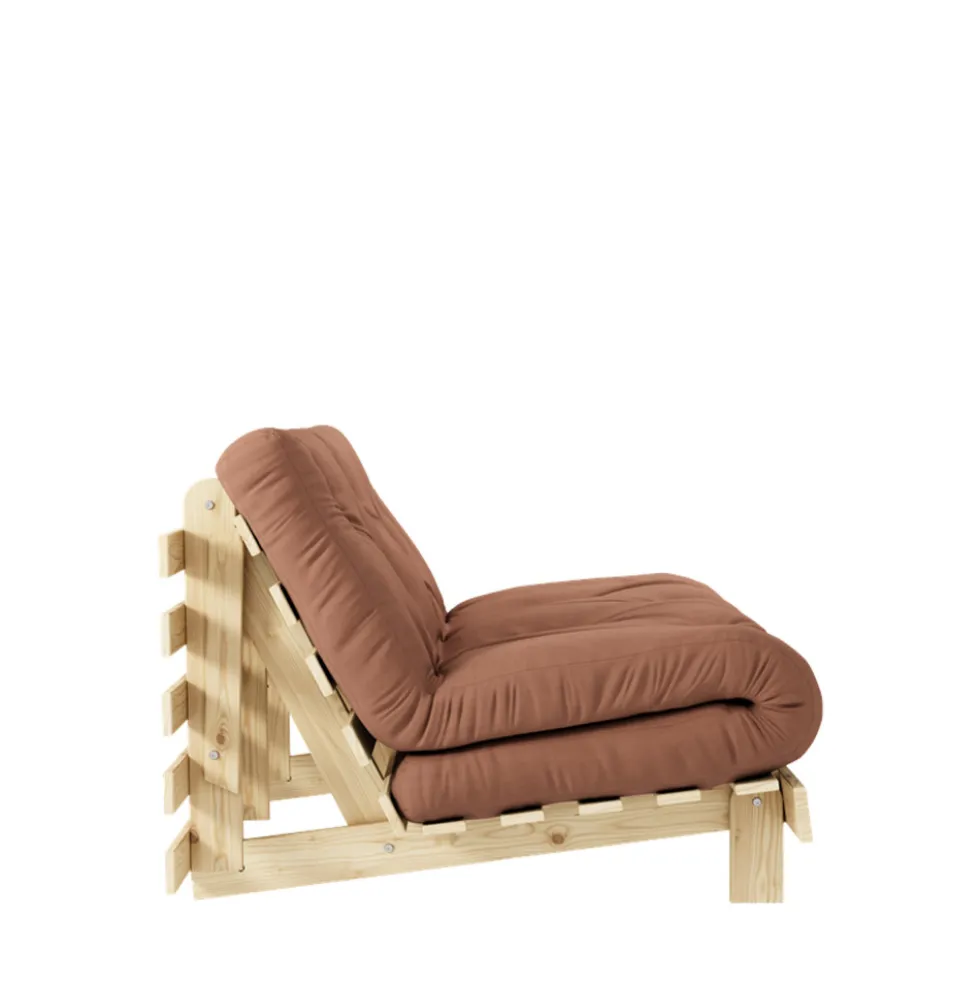 ROOTS Canapé convertible 140x200cm en bois naturel et tissu