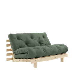 ROOTS Canapé convertible 140x200cm en bois naturel et tissu