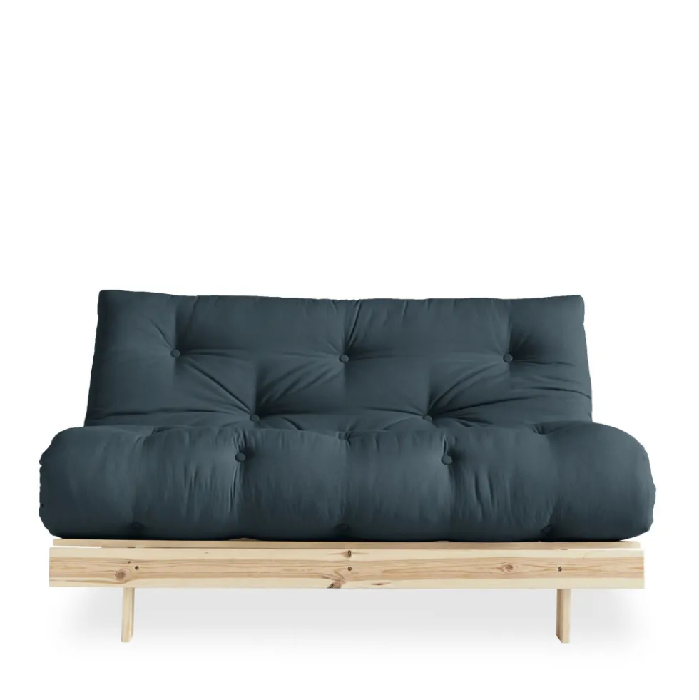 ROOTS Canapé convertible 140x200cm en bois naturel et tissu
