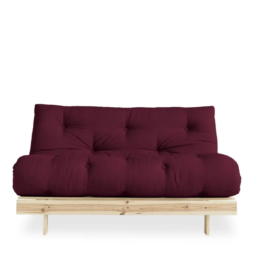ROOTS Canapé convertible 140x200cm en bois naturel et tissu