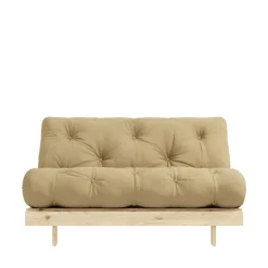 ROOTS Canapé convertible 140x200cm en bois naturel et tissu